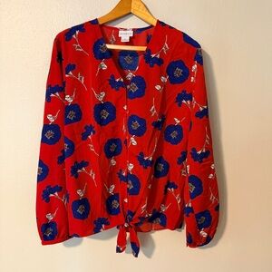 2 for $20! Liz Claiborne Red and Blue Floral Top